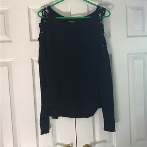 Express black lace up shoulder sweater